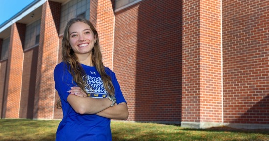 UNK senior Ella Buhlke competes on the Loper track and cross country teams while maintaining a 4.0 GPA as a pre-medical student. (Photo by Erika Pritchard, UNK Communications)