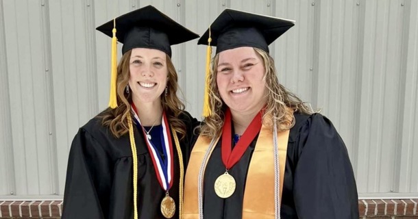 From left: Class of 2024 Valedictorian Taylor Wilson, Hastings, and Salutatorian Allison Lofton, Lodgepole, led the honored students.