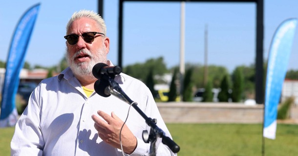 Photo Credit: Salmon Says Media/Josh Salmon (Brent Lindner speaks at the press event on Friday, June 20th to announce the 2025 Hear Grand Island Lineup)