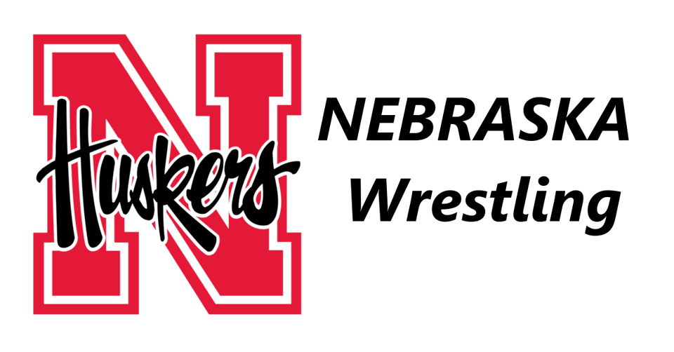 Husker Mascot logo on the left and the words Nebraska Wrestling on the right.