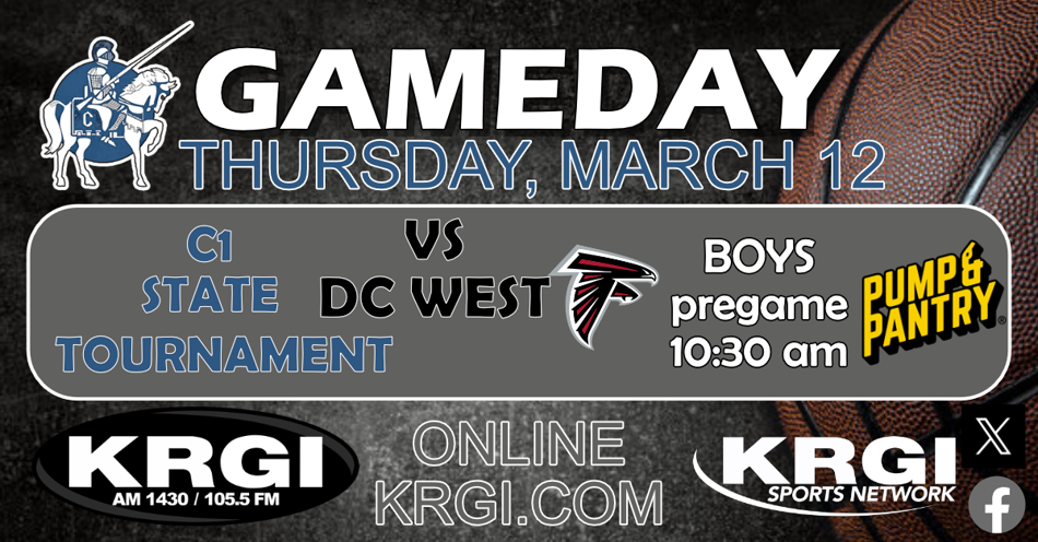 2026-03-12T10:30|Douglas County West Vs Grand Island Central Catholic|HS Basketball - Boys|KRGI-AM
